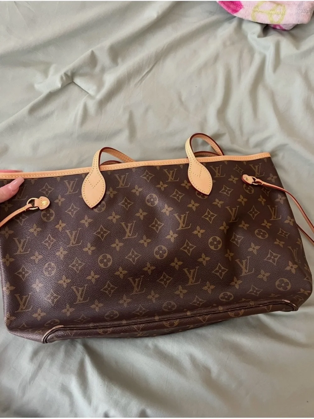 Louis Vuitton Brown Monogram Canvas Tote with Light Tan Trim - Picture 2 of 4